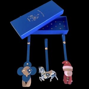 LV Blue and Red Leather Bag Charms
